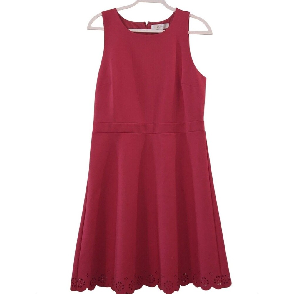 LOFT Sleeveless Dress Structured Fit and Flare Rose Pink Size 10